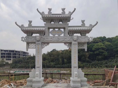村口一門花崗巖石牌坊