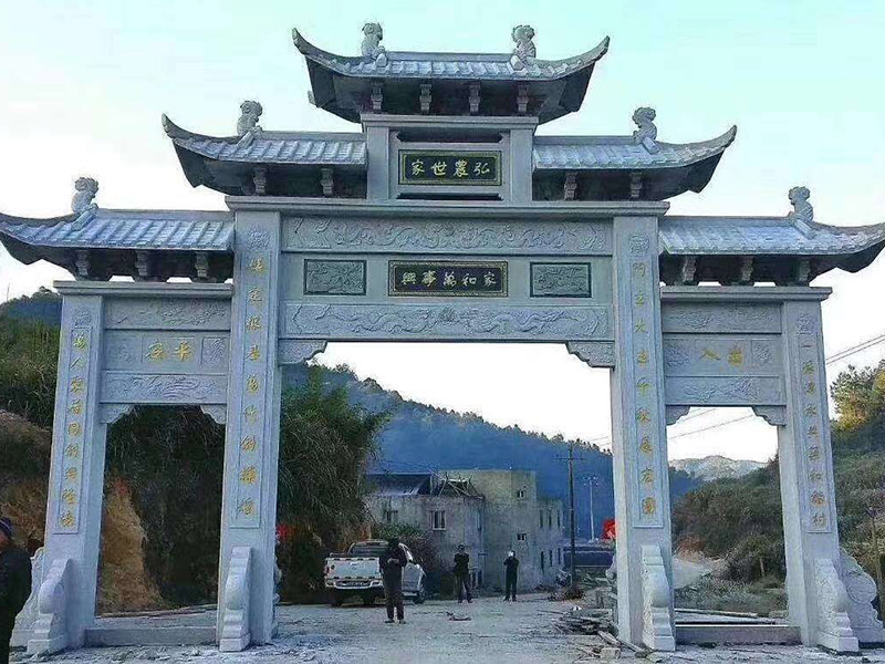 景區(qū)大門(mén)花崗巖三門(mén)石牌坊