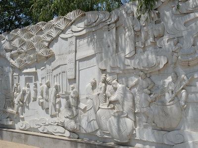  古代石雕文化墻 